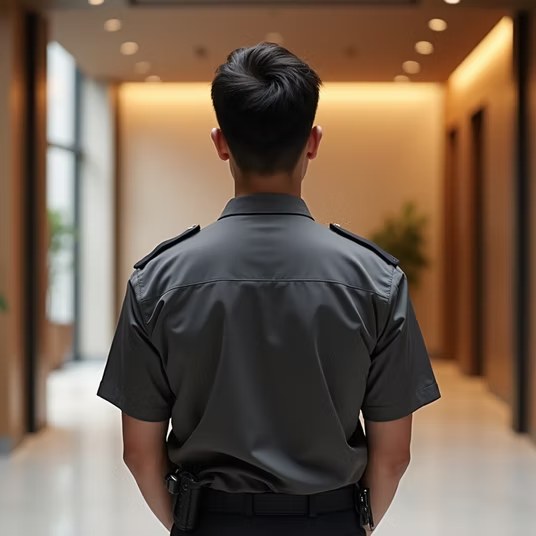 Prime Defense security guard on post